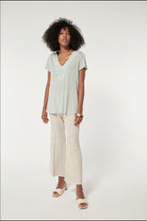 Camiseta Escote Pico-Punto Lino Rustico